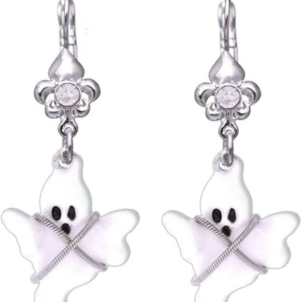 Ritzy Couture "Ghost Story" Spooky Halloween Earrings (Silvertone)